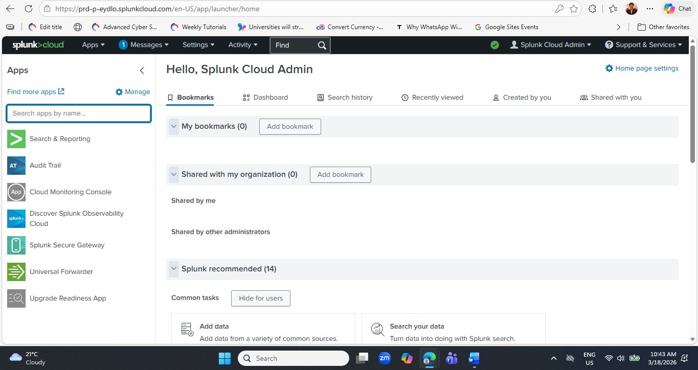 Splunk Cloud Platform home page with the Search apps by name text box highlighted in blue, demonstrating the app search functionality in the left sidebar